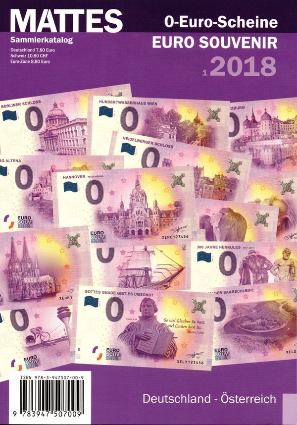 MATTES Sammlerkatalog 2018 - 0-Euro-Scheine, EURO Souvenir