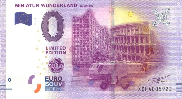 "Miniatur Wunderland Hamburg" 2017-3 Rückseite: Big Ben, Sicherheitsfaden: 0€