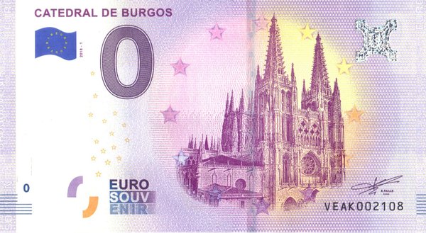 "Catedral de Burgos" 2018-1 Rückseite: Torre de Belém, Sicherheitsfaden: O