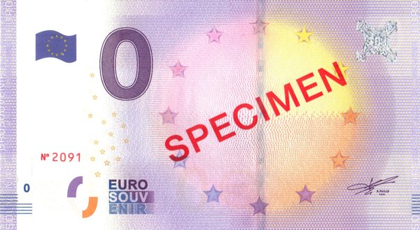 Specimen - 0-Euro-Muster-Banknote 2016 Rückseite: Big Ben, Sicherheitsfaden: 0€